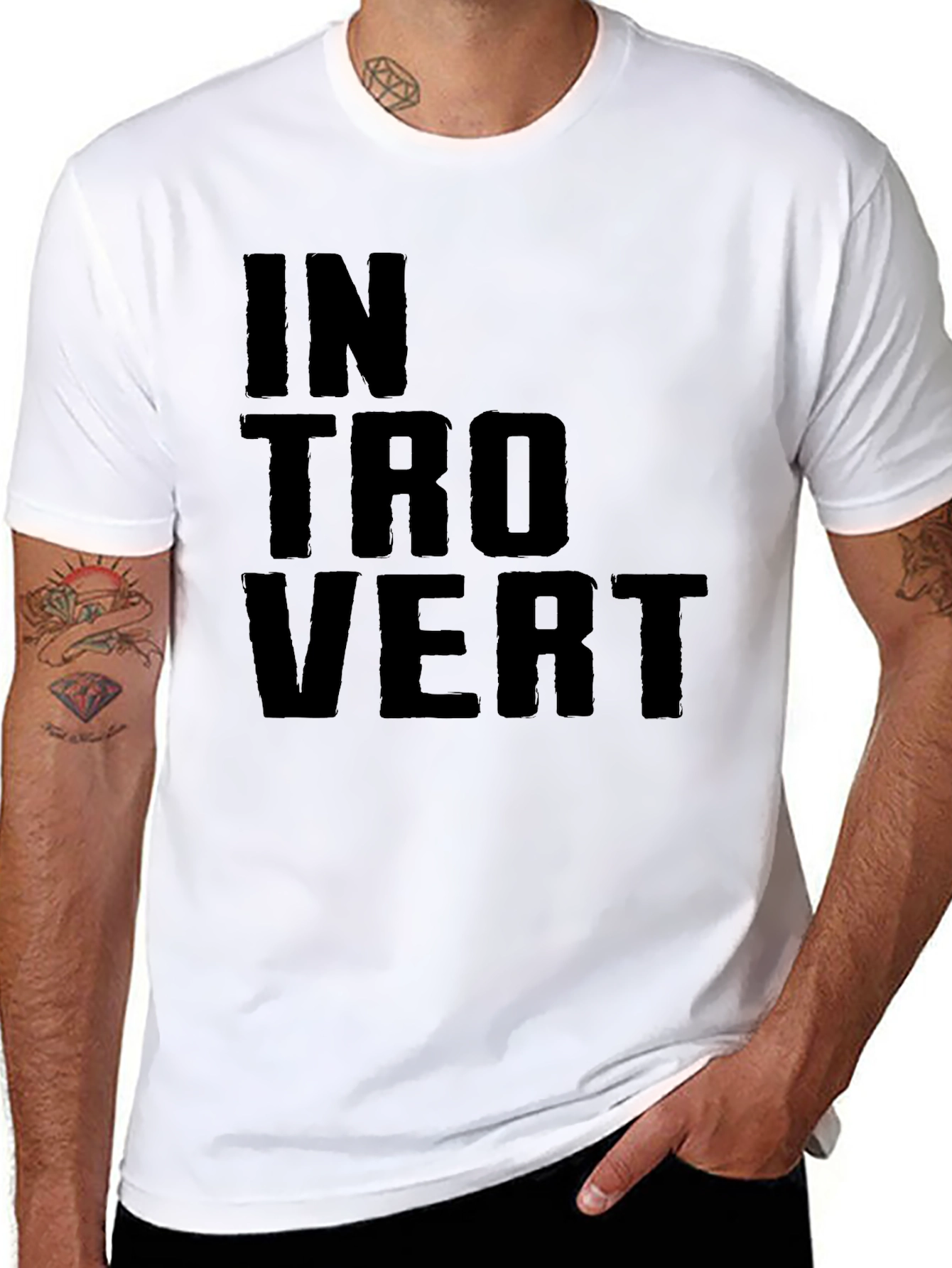 Introvert Graphic T-Shirt - Black Crew Neck Tee