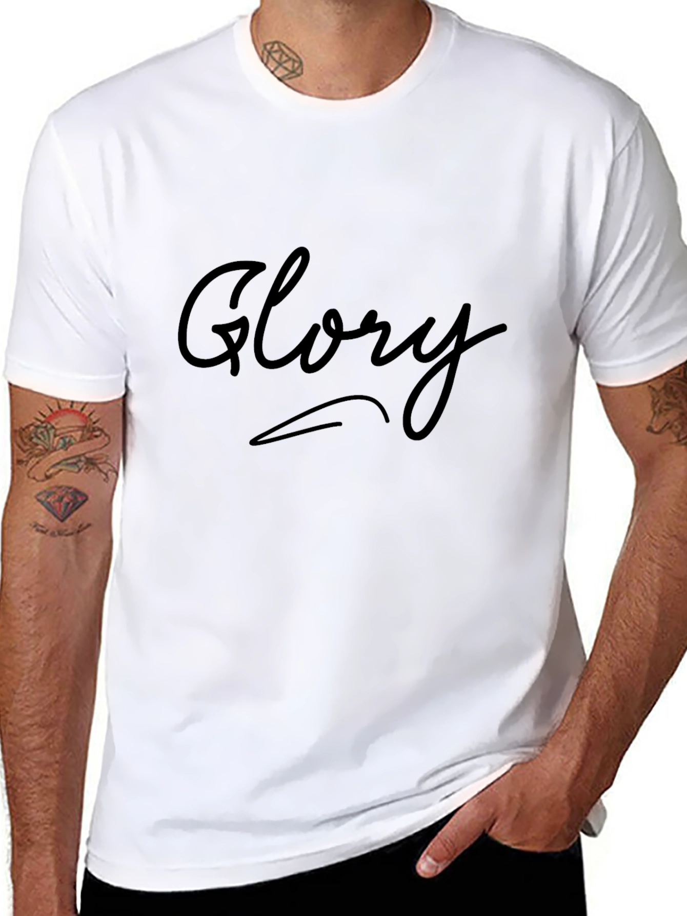 Glory Script Black T-Shirt - Casual Cotton Tee