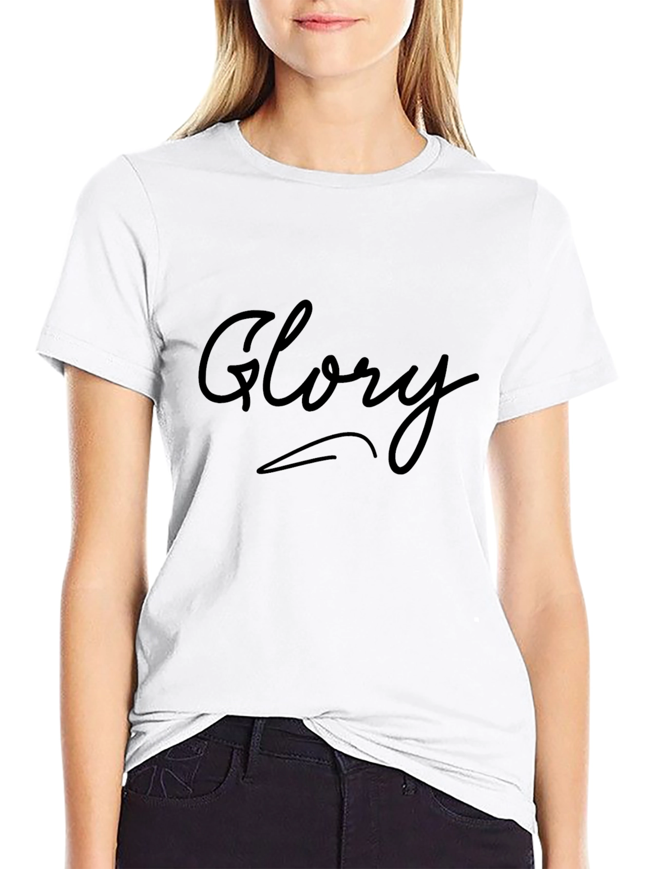 Glory Script Black T-Shirt - Casual Cotton Tee