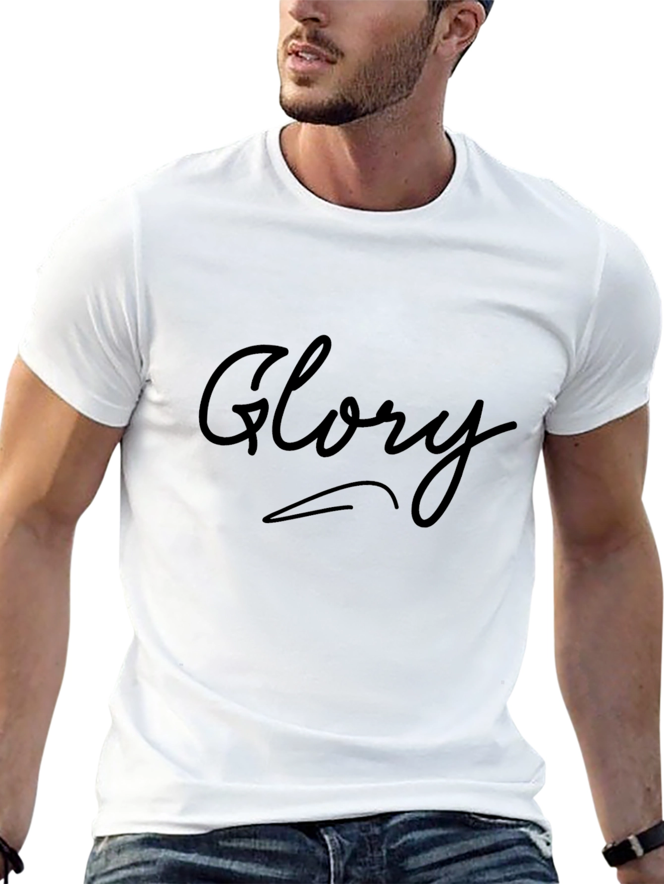 Glory Script Black T-Shirt - Casual Cotton Tee