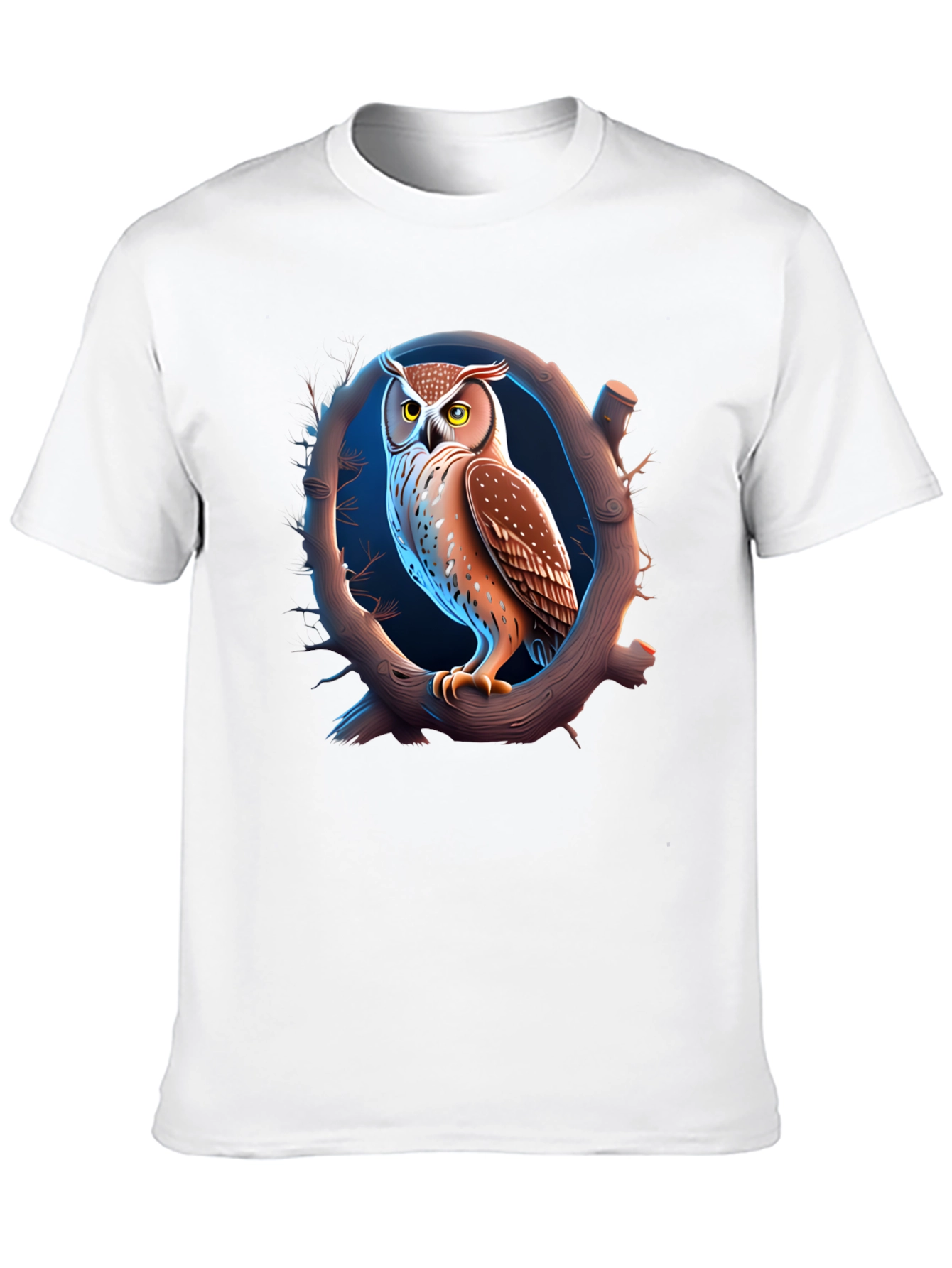 Owl on Branch Graphic T-Shirt - Black