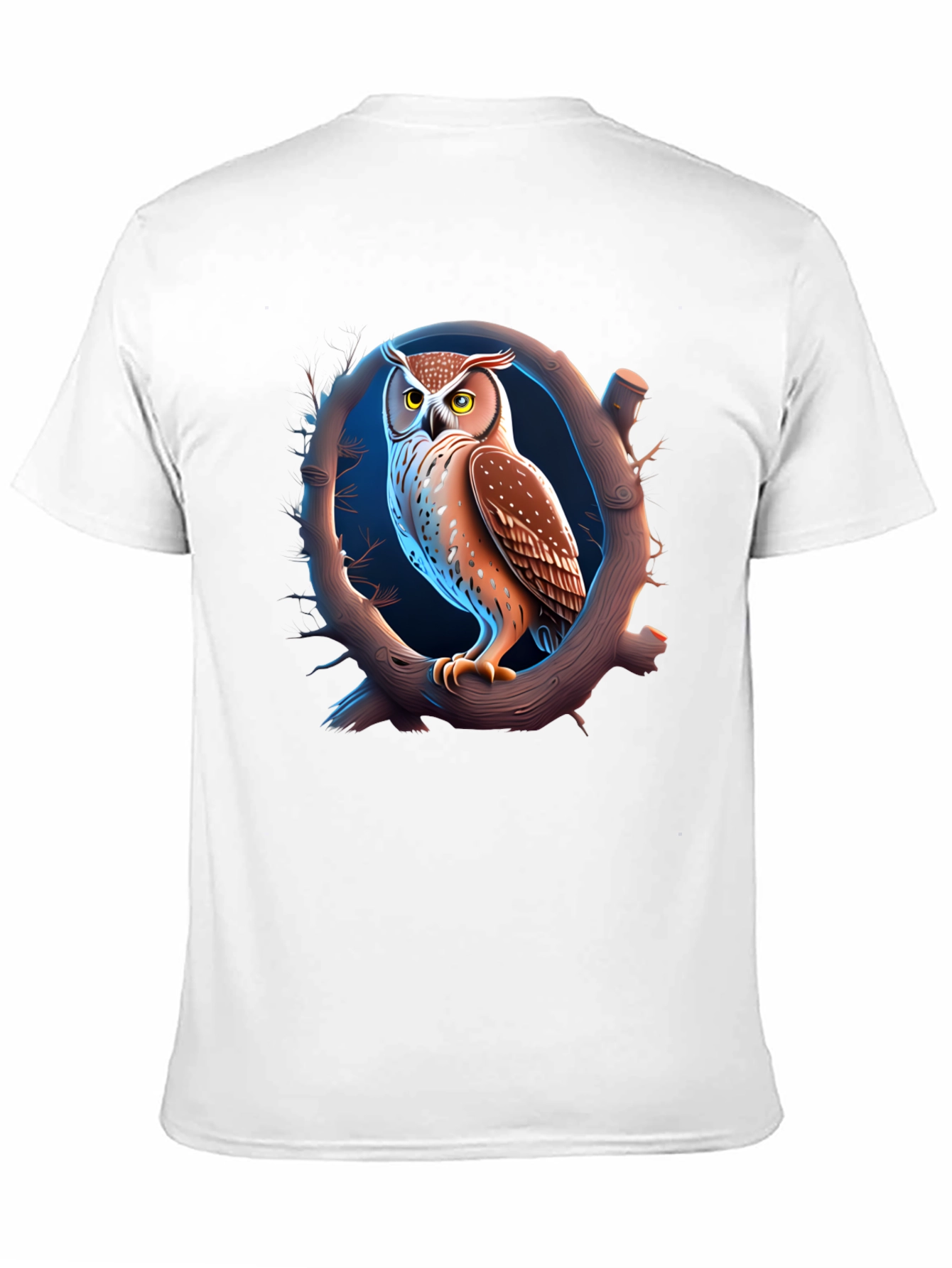 Owl on Branch Graphic T-Shirt - Black