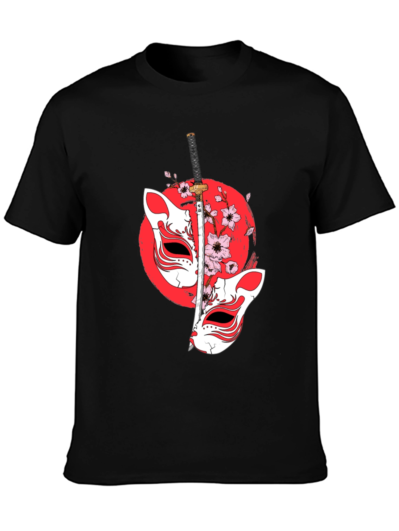Japanese Fox Mask Katana T-Shirt - Unique Design