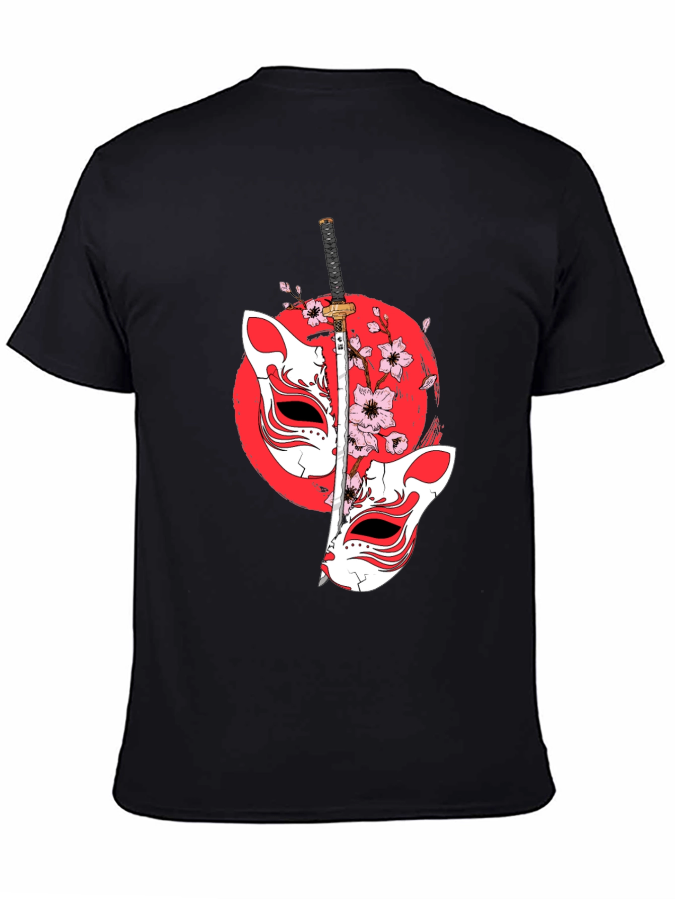 Japanese Fox Mask Katana T-Shirt - Unique Design