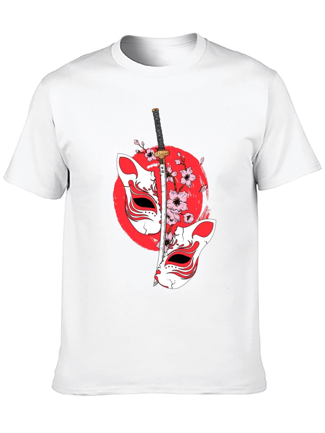 Japanese Fox Mask Katana T-Shirt - Unique Design