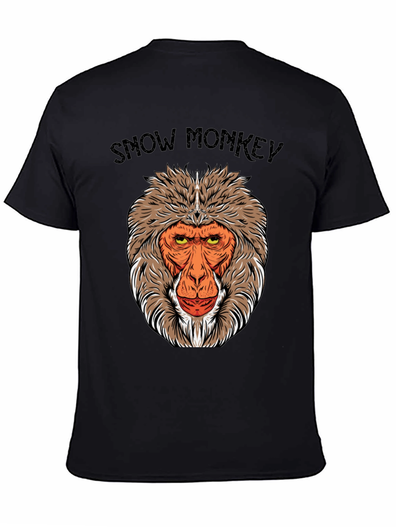 Snow Monkey Graphic Tee - Black Crew Neck T-Shirt