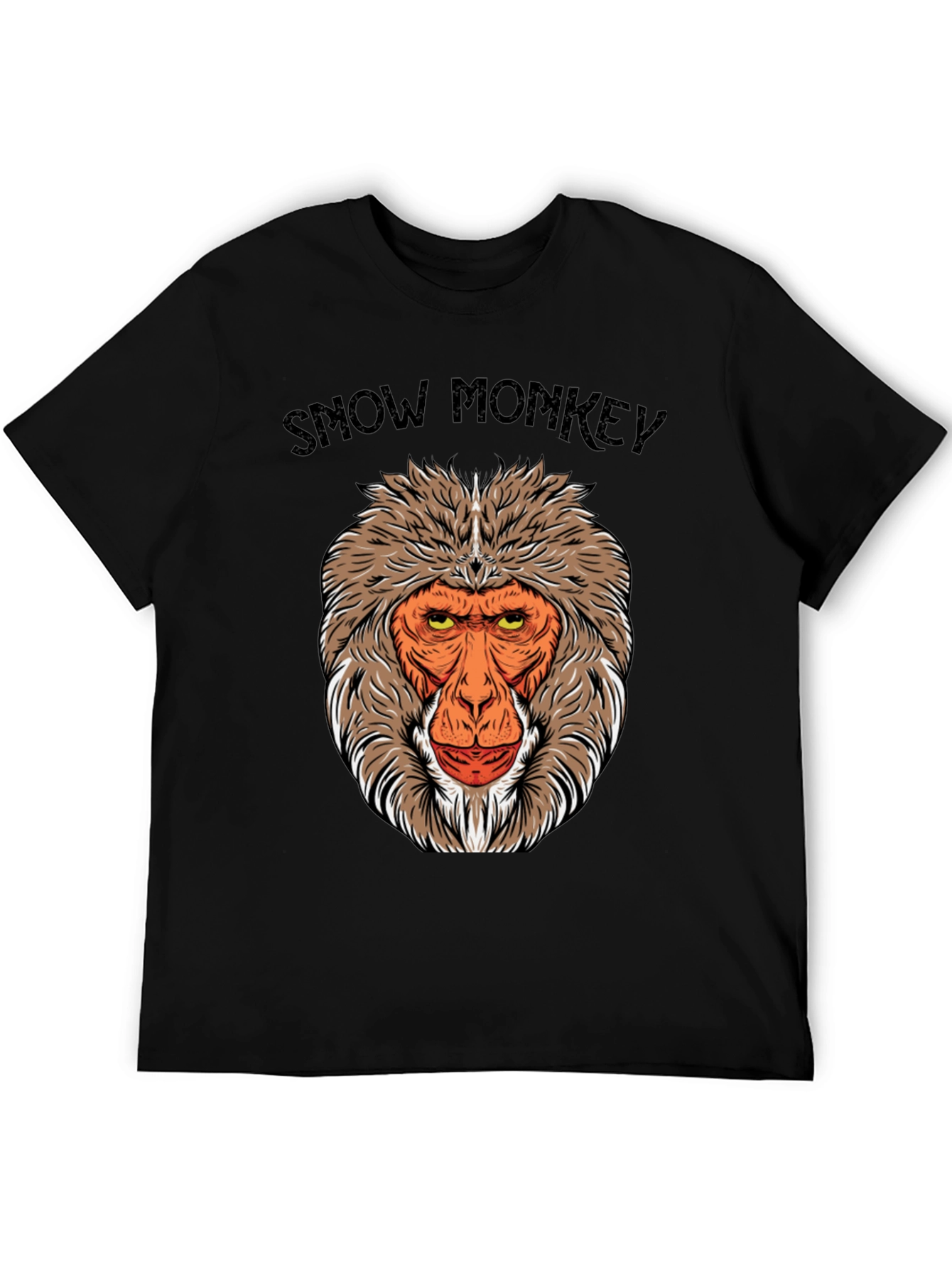 Snow Monkey Graphic Tee - Black Crew Neck T-Shirt