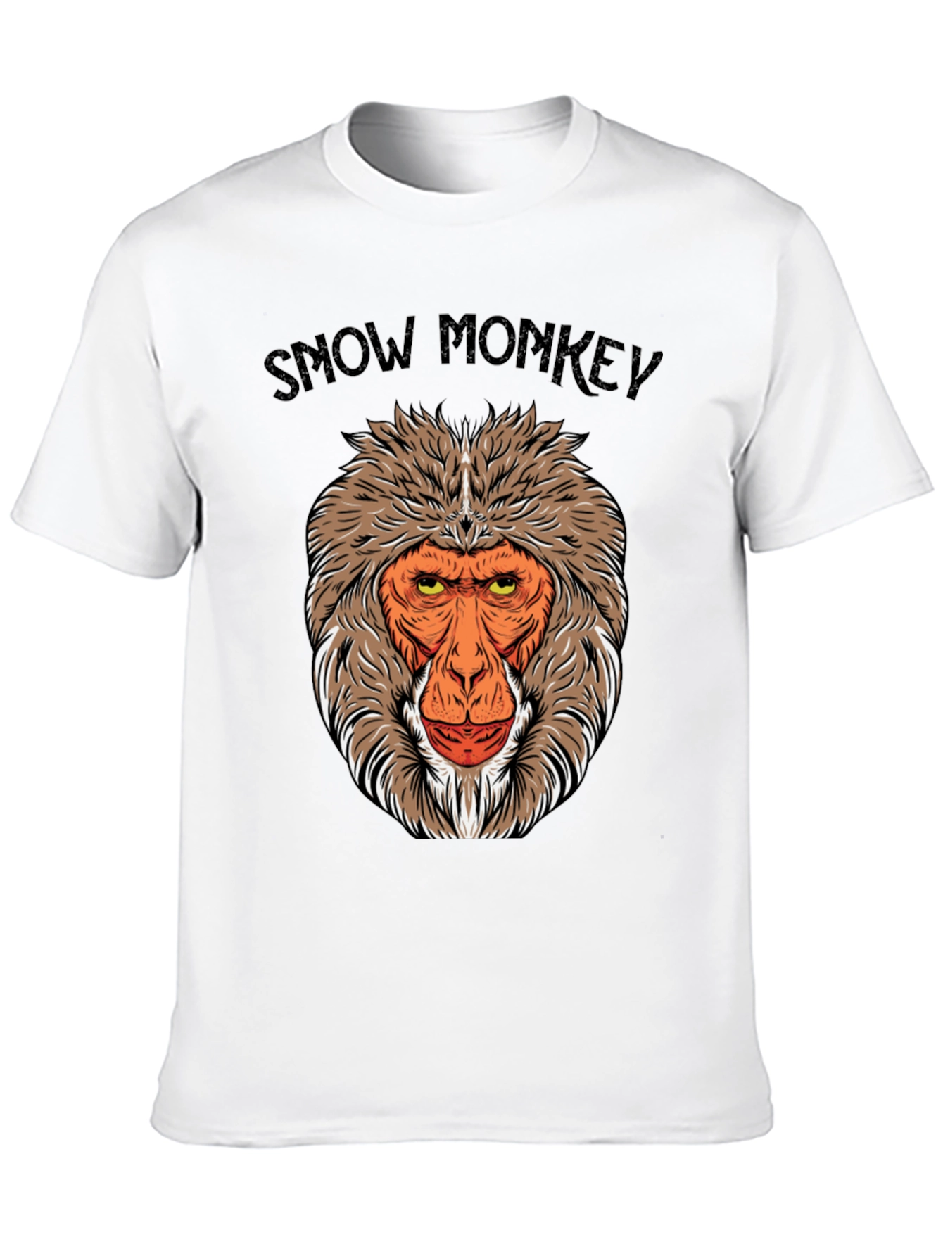 Snow Monkey Graphic Tee - Black Crew Neck T-Shirt