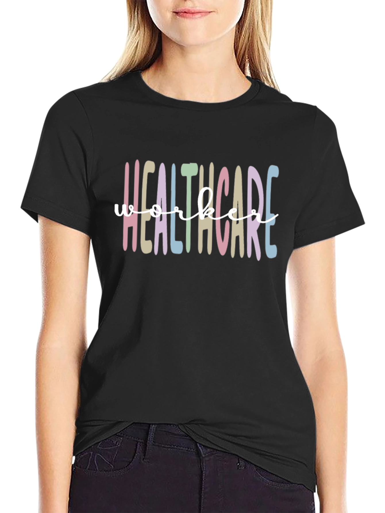 Healthcare Worker Tee - Pastel Rainbow
