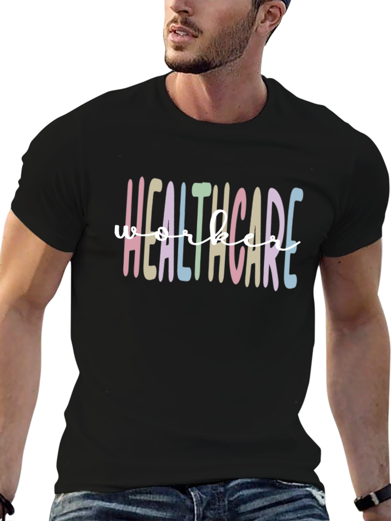 Healthcare Worker Tee - Pastel Rainbow