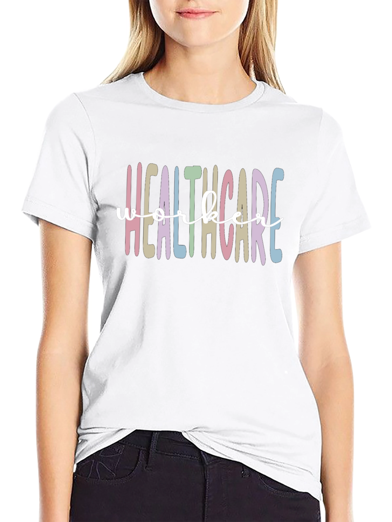 Healthcare Worker Tee - Pastel Rainbow