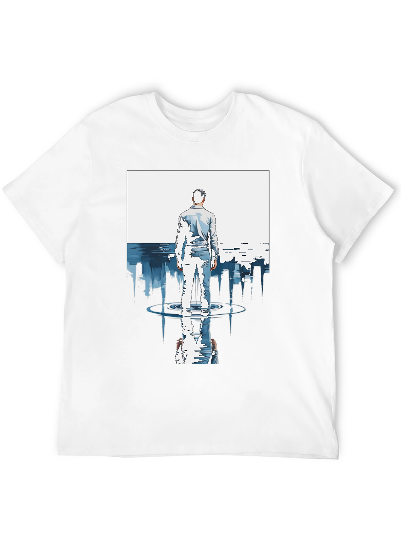 Abstract City Reflection Graphic Black T-Shirt