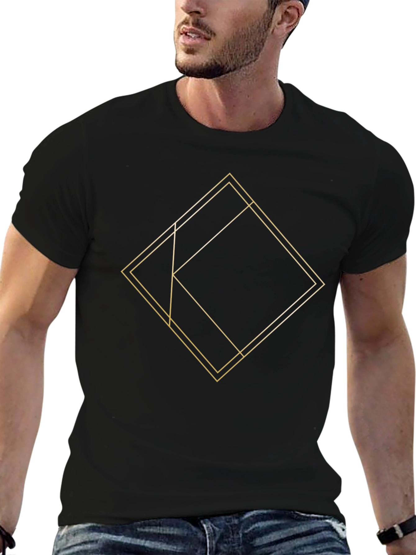 Geometric Line Art Graphic Tee - Modern Design