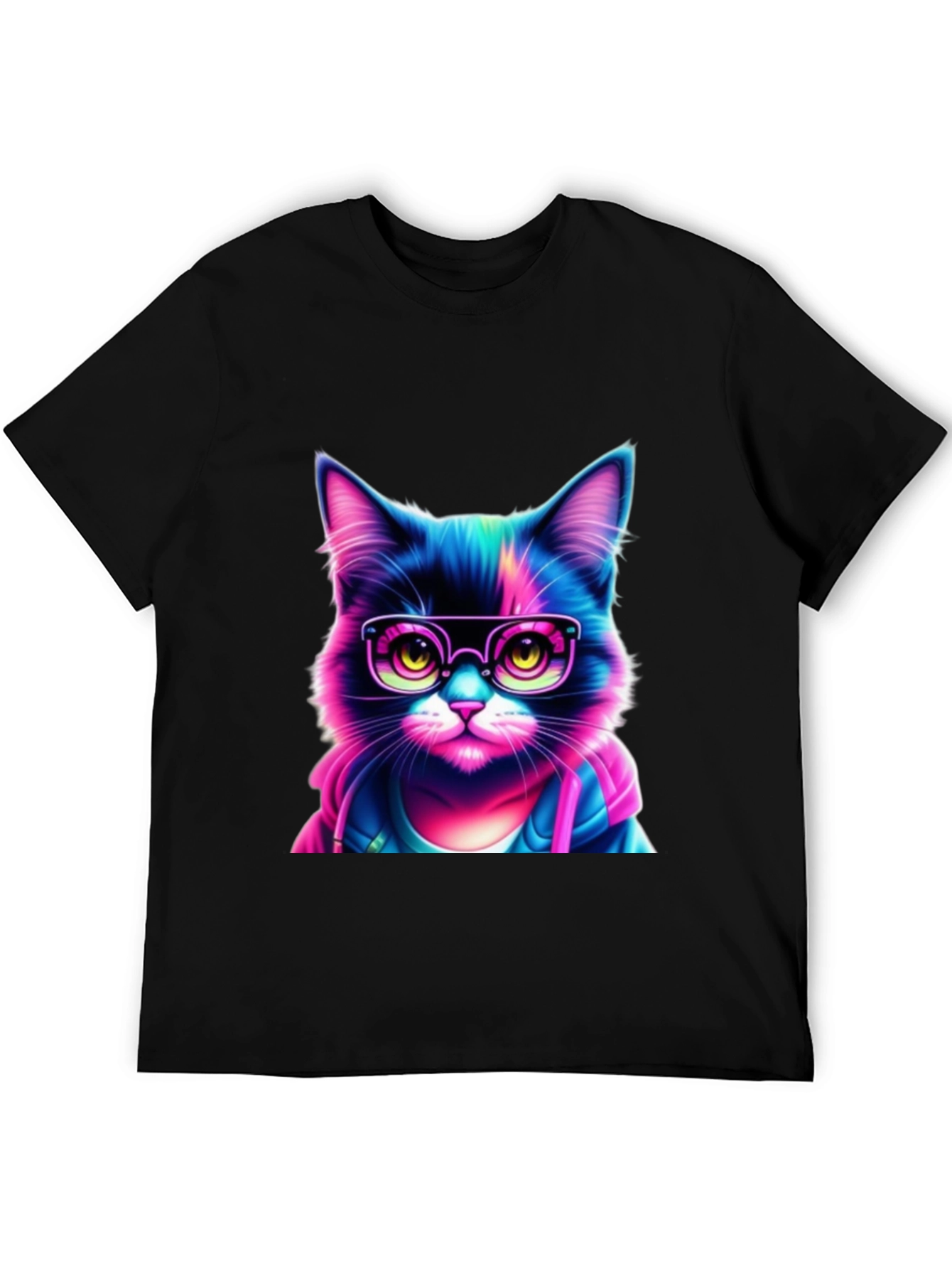 Cool Cat T-Shirt - Neon Glasses Style