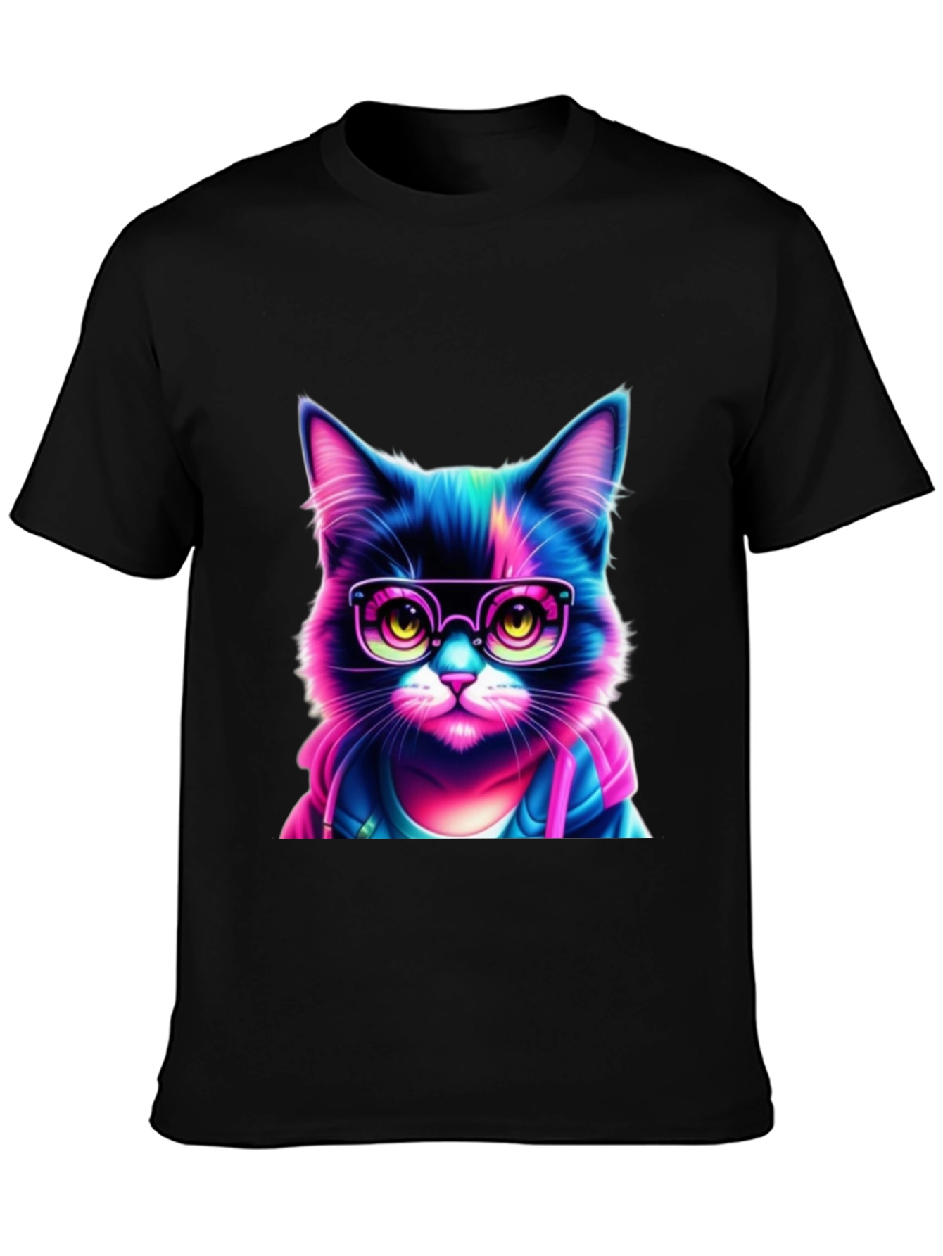 Cool Cat T-Shirt - Neon Glasses Style