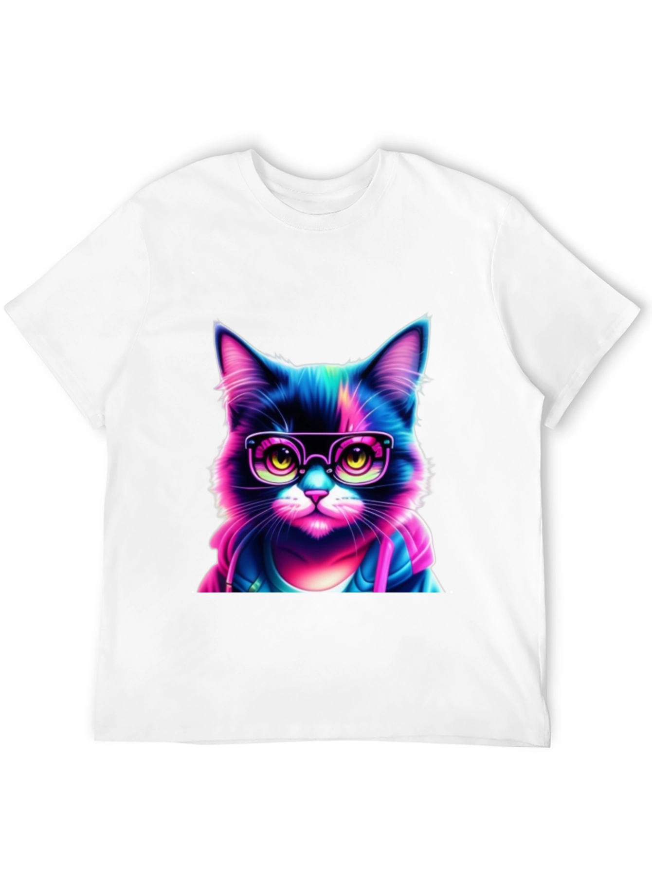 Cool Cat T-Shirt - Neon Glasses Style