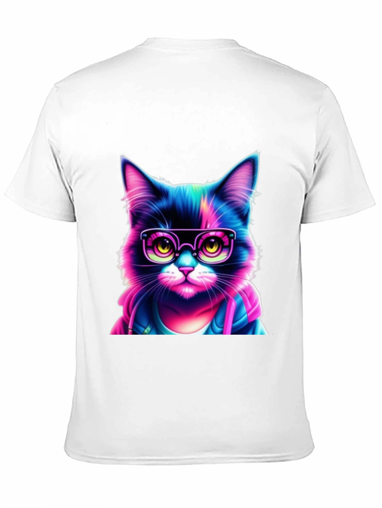 Cool Cat T-Shirt - Neon Glasses Style