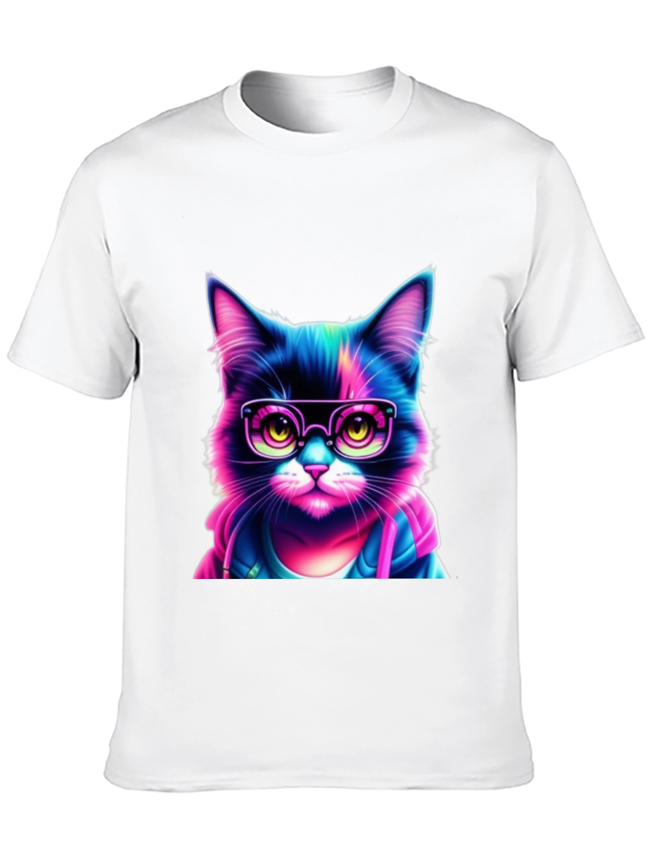 Cool Cat T-Shirt - Neon Glasses Style
