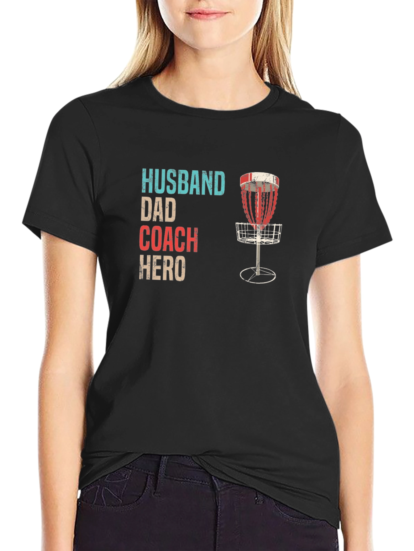 Husband Dad Coach Hero Disc Golf T-Shirt