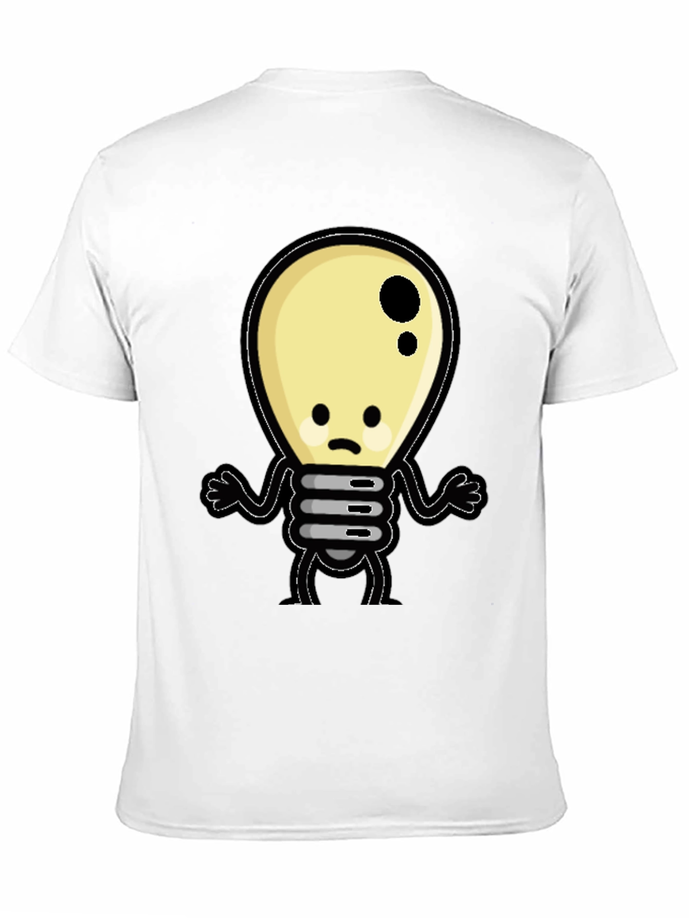 Sad Light Bulb Graphic T-Shirt - Black Cotton Tee