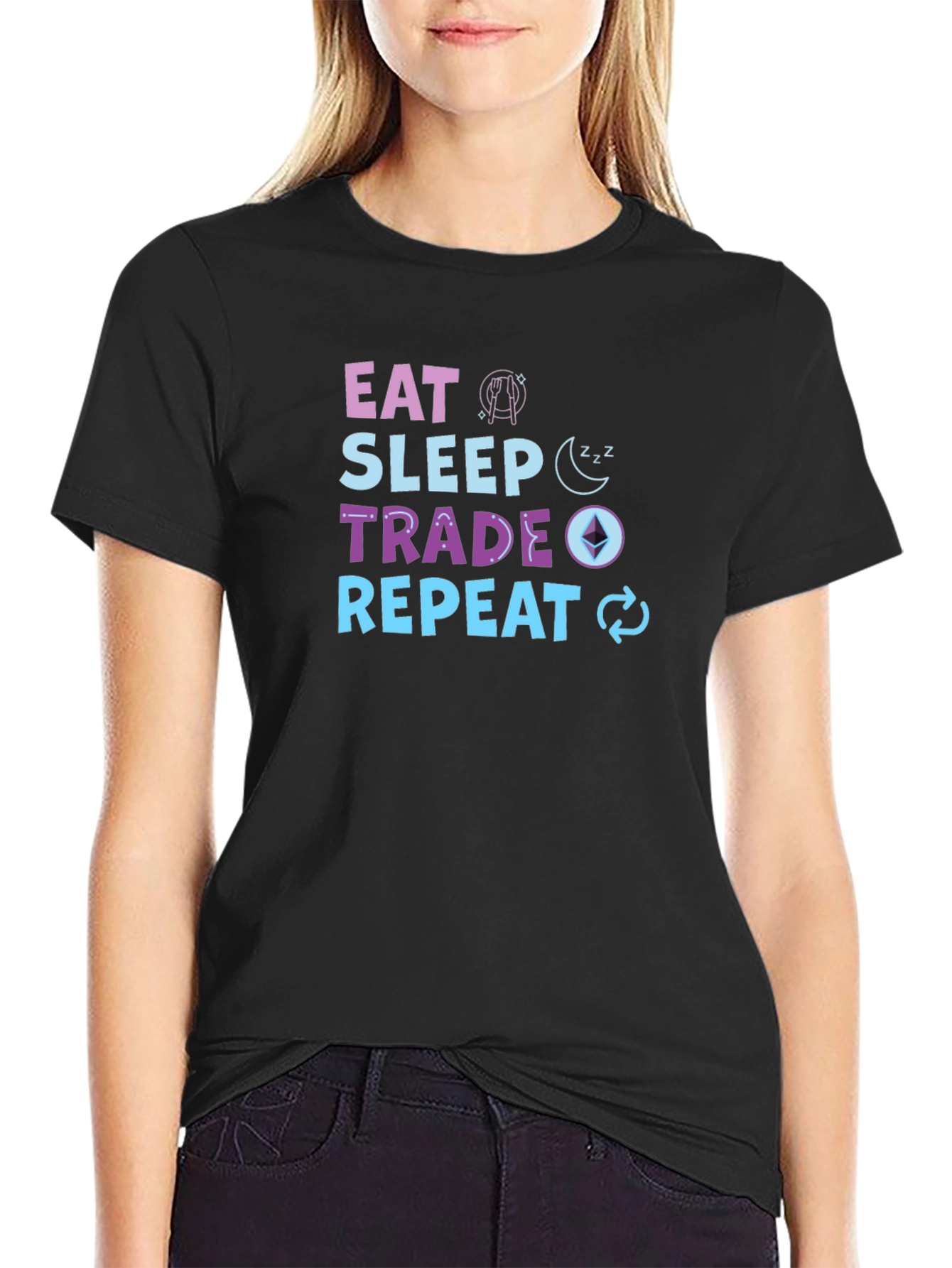 Eat Sleep Trade Repeat Black T-Shirt