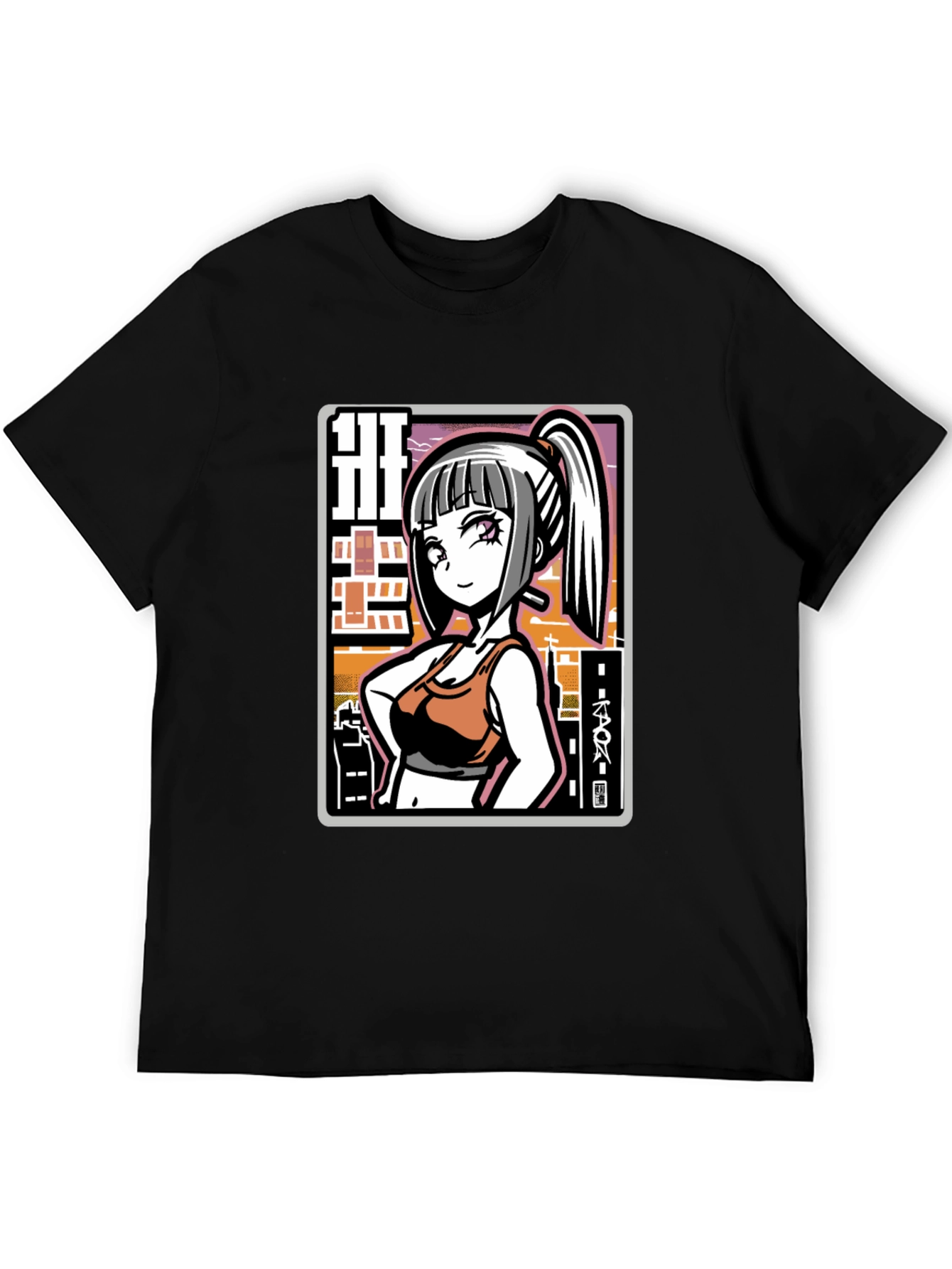 Anime Girl Graphic Black T-Shirt