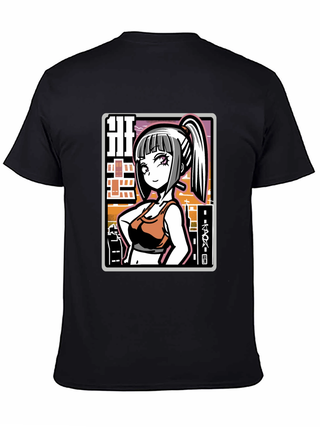 Anime Girl Graphic Black T-Shirt
