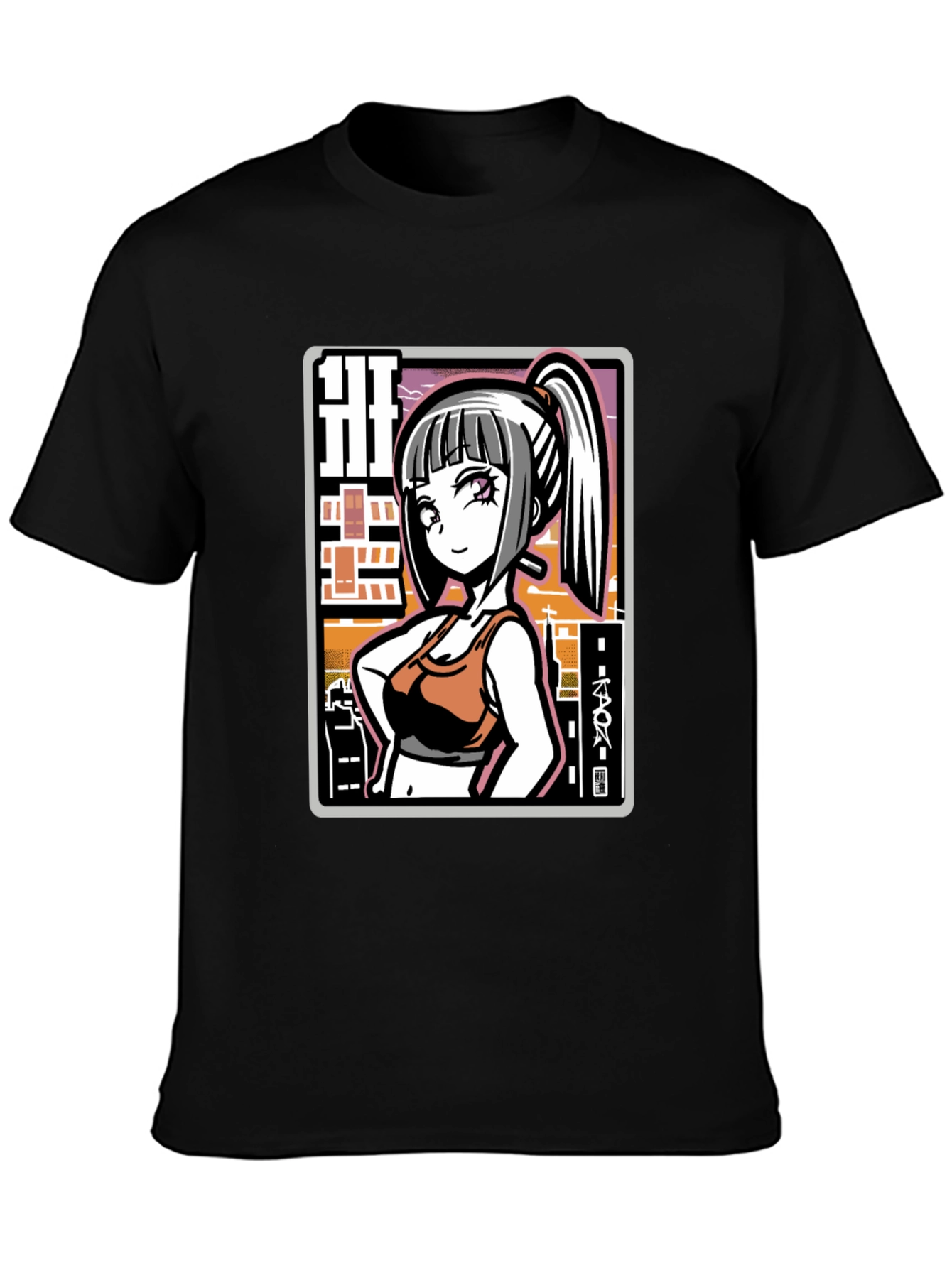 Anime Girl Graphic Black T-Shirt