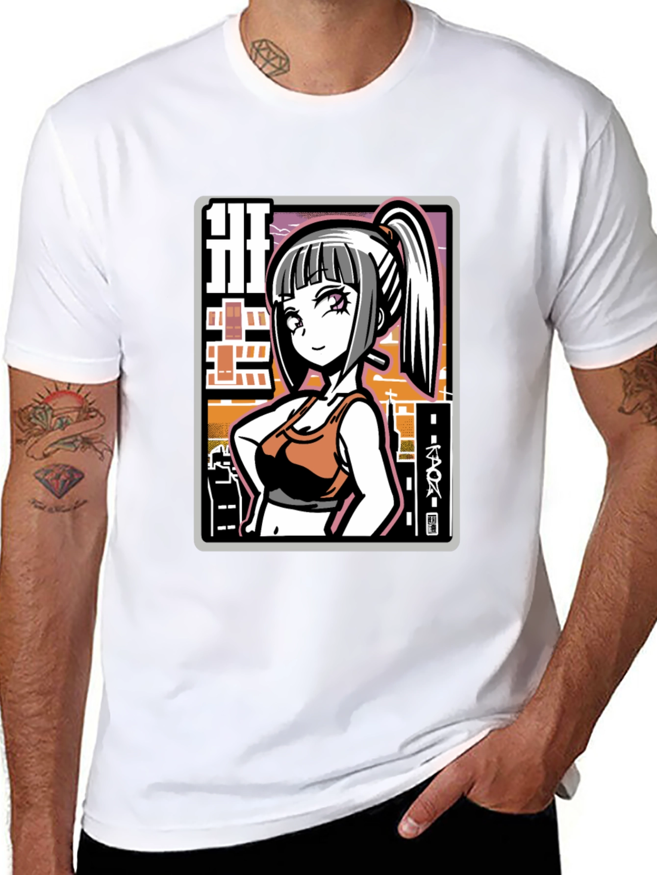 Anime Girl Graphic Black T-Shirt