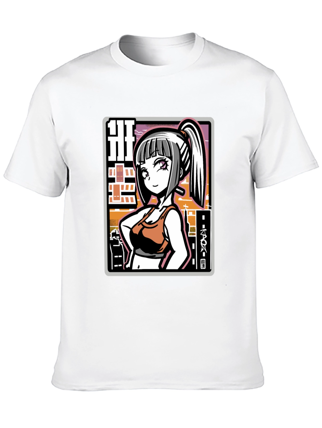 Anime Girl Graphic Black T-Shirt