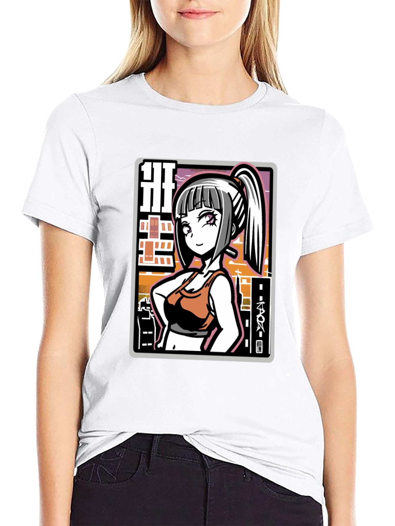 Anime Girl Graphic Black T-Shirt