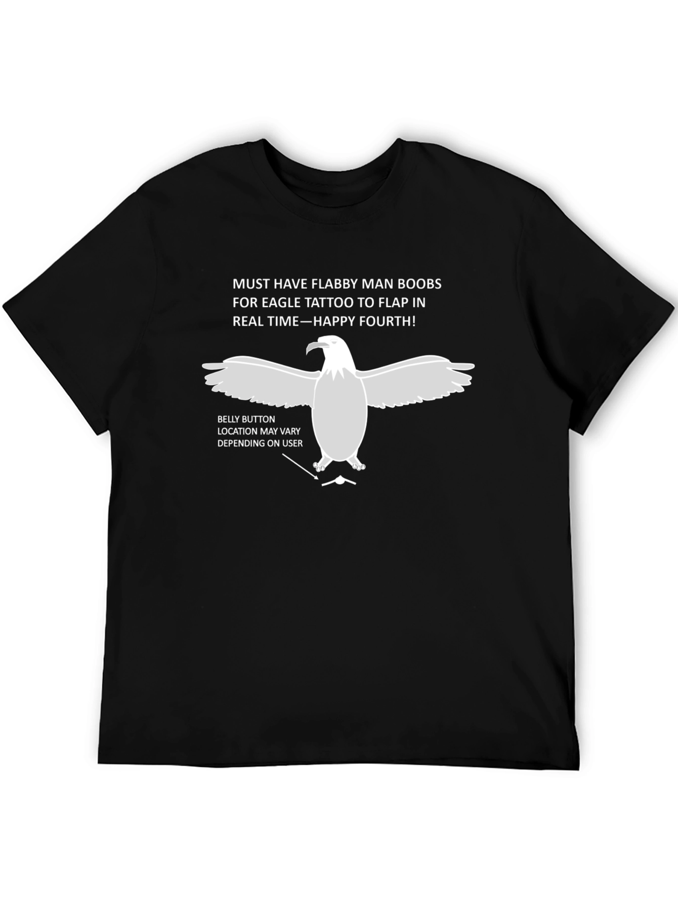 Flabby Man Boobs Eagle Tattoo Funny T-Shirt