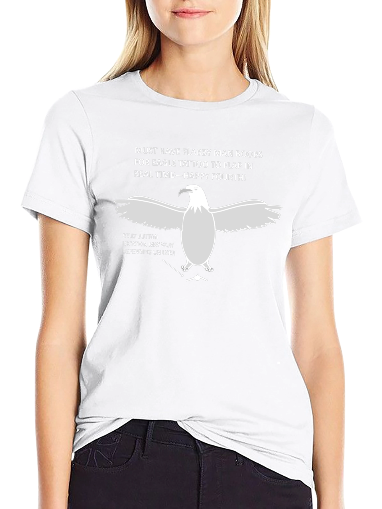 Flabby Man Boobs Eagle Tattoo Funny T-Shirt