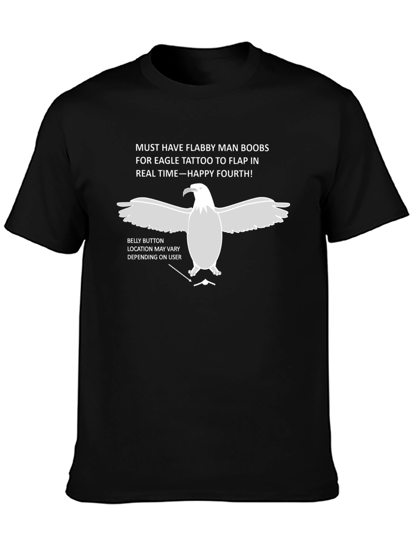 Flabby Man Boobs Eagle Tattoo Funny T-Shirt