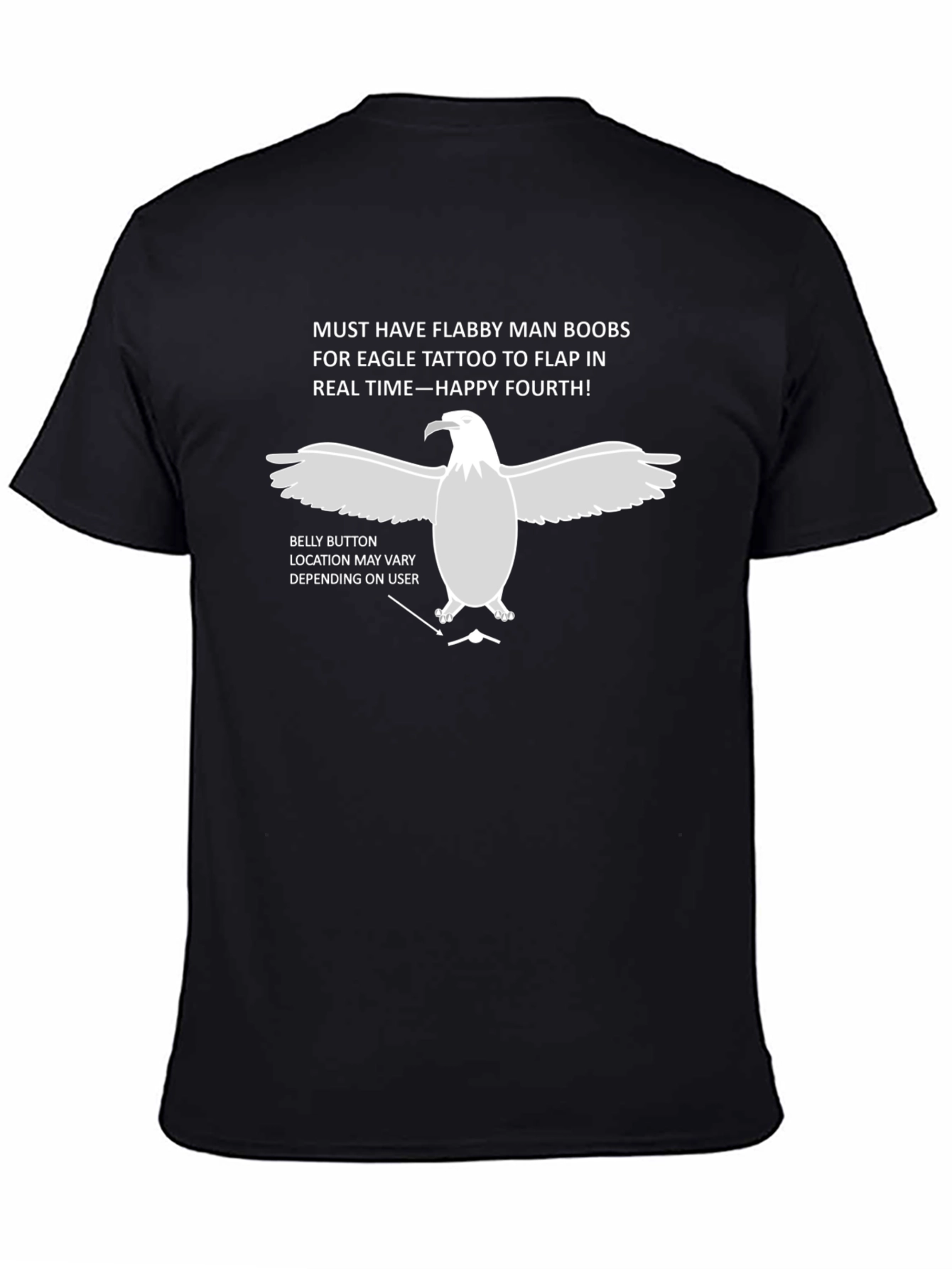 Flabby Man Boobs Eagle Tattoo Funny T-Shirt