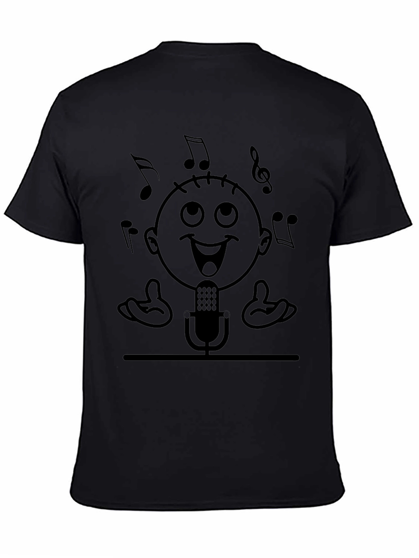 Singer Cartoon Graphic Black T-Shirt