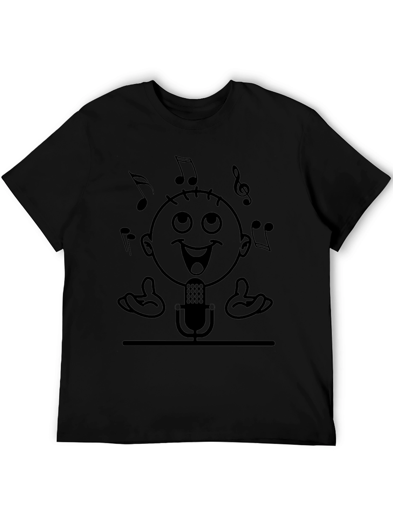 Singer Cartoon Graphic Black T-Shirt