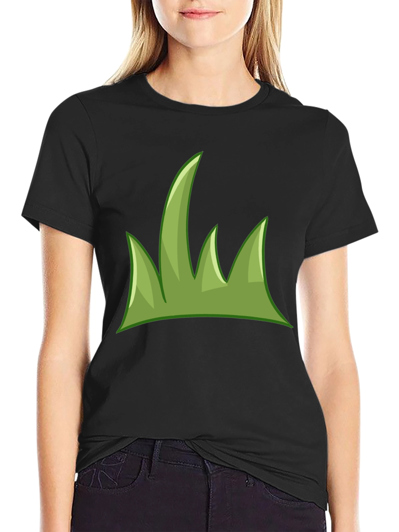 Green Grass Graphic Tee - Casual Black T-Shirt