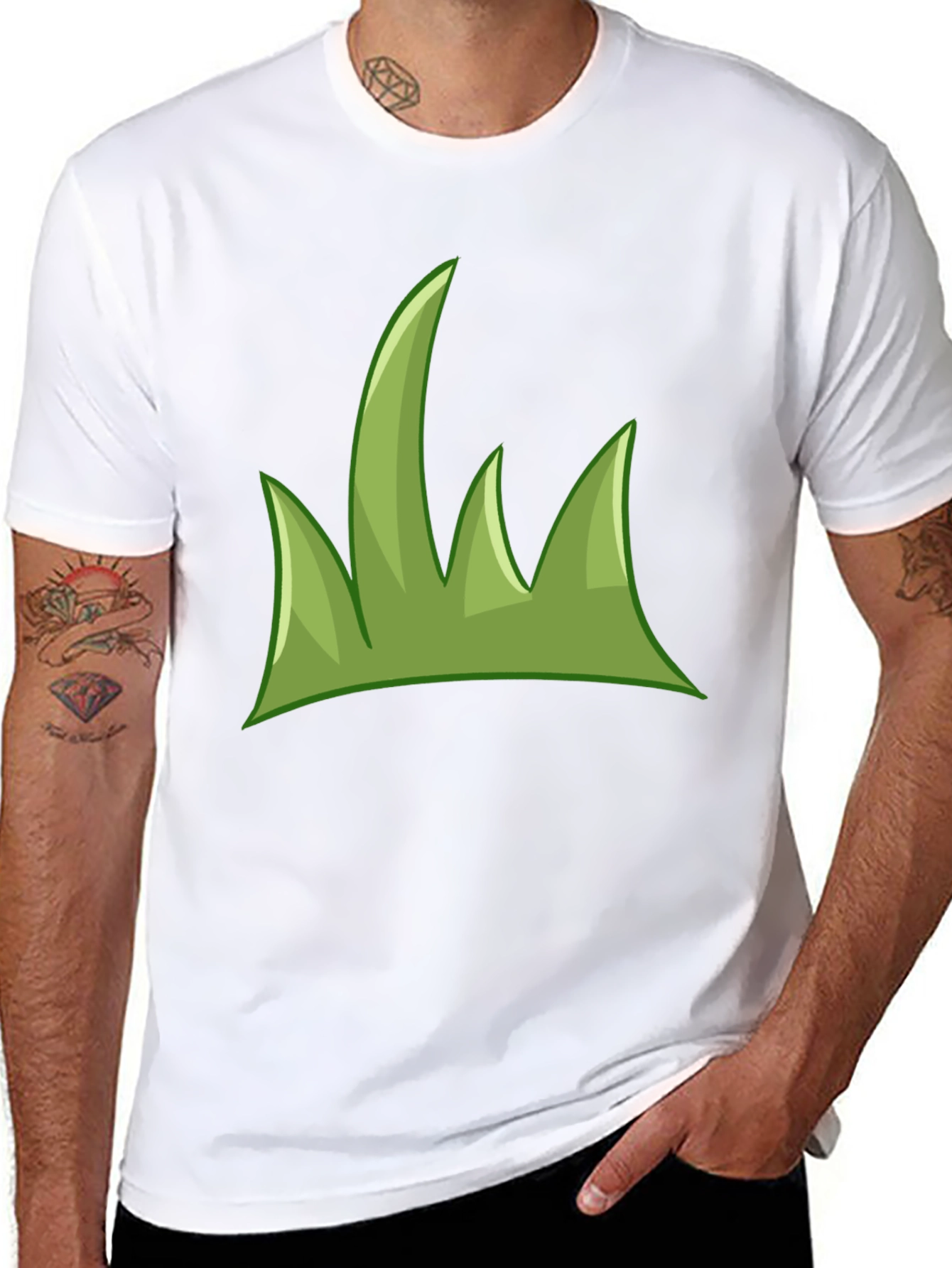 Green Grass Graphic Tee - Casual Black T-Shirt