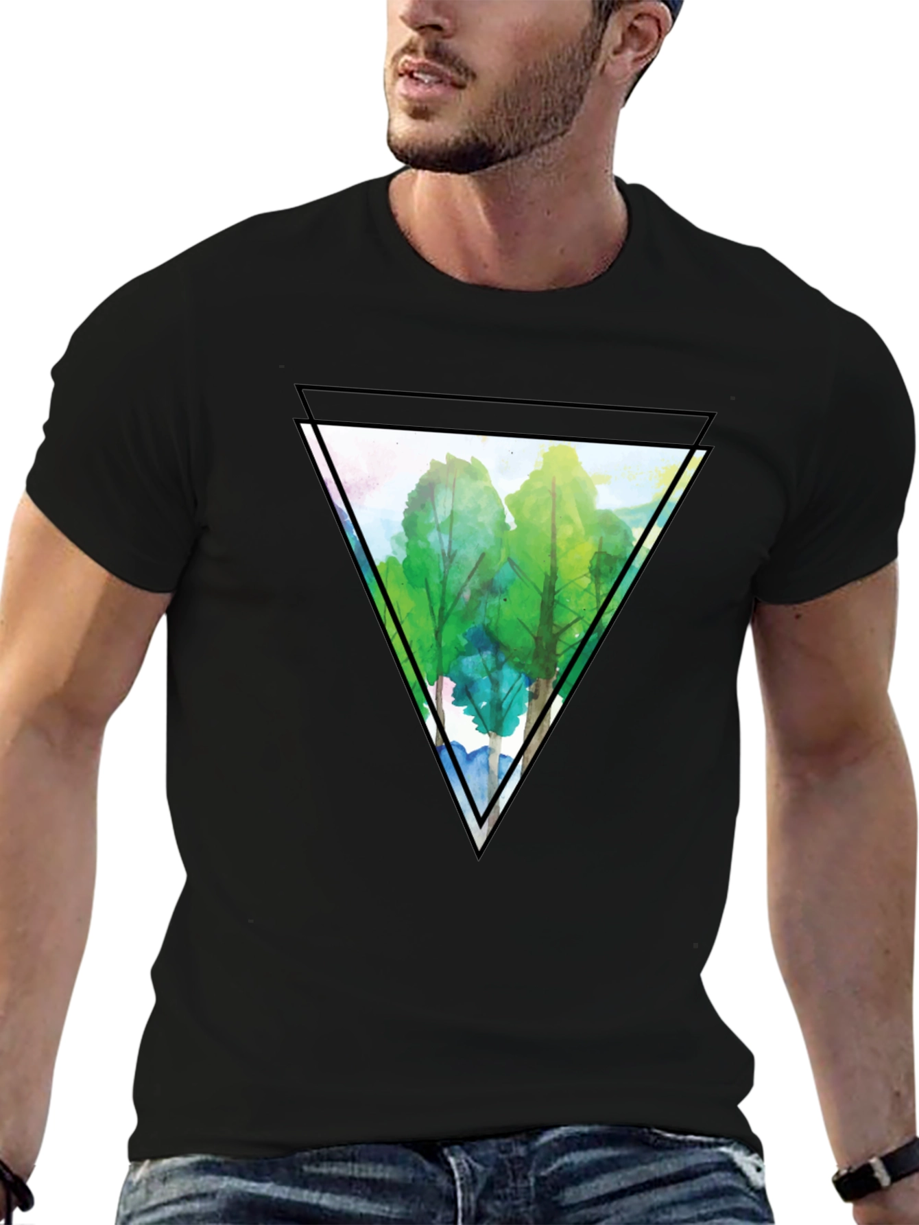 Triangle Forest Graphic Tee - Mens Black T-Shirt