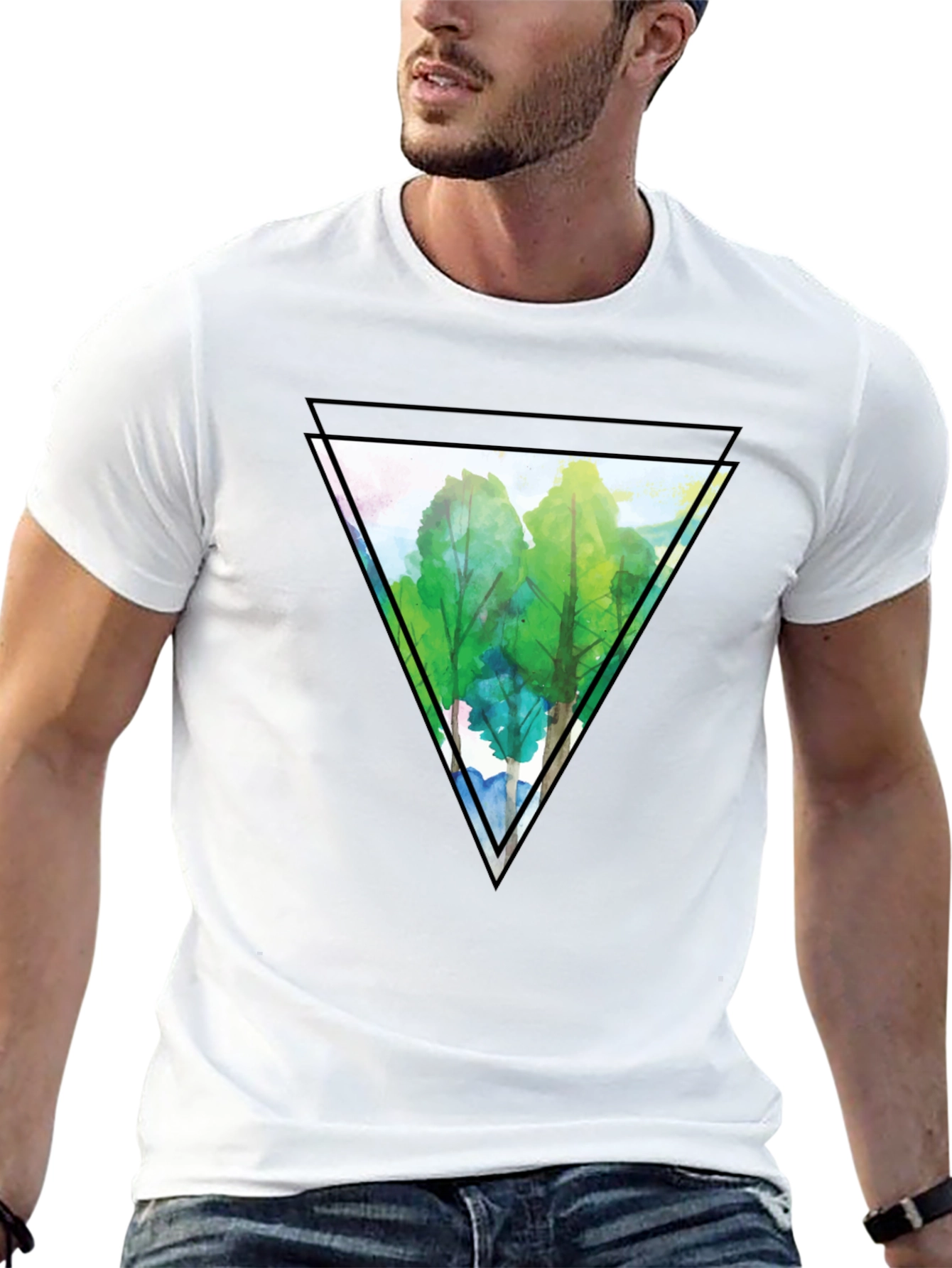 Triangle Forest Graphic Tee - Mens Black T-Shirt
