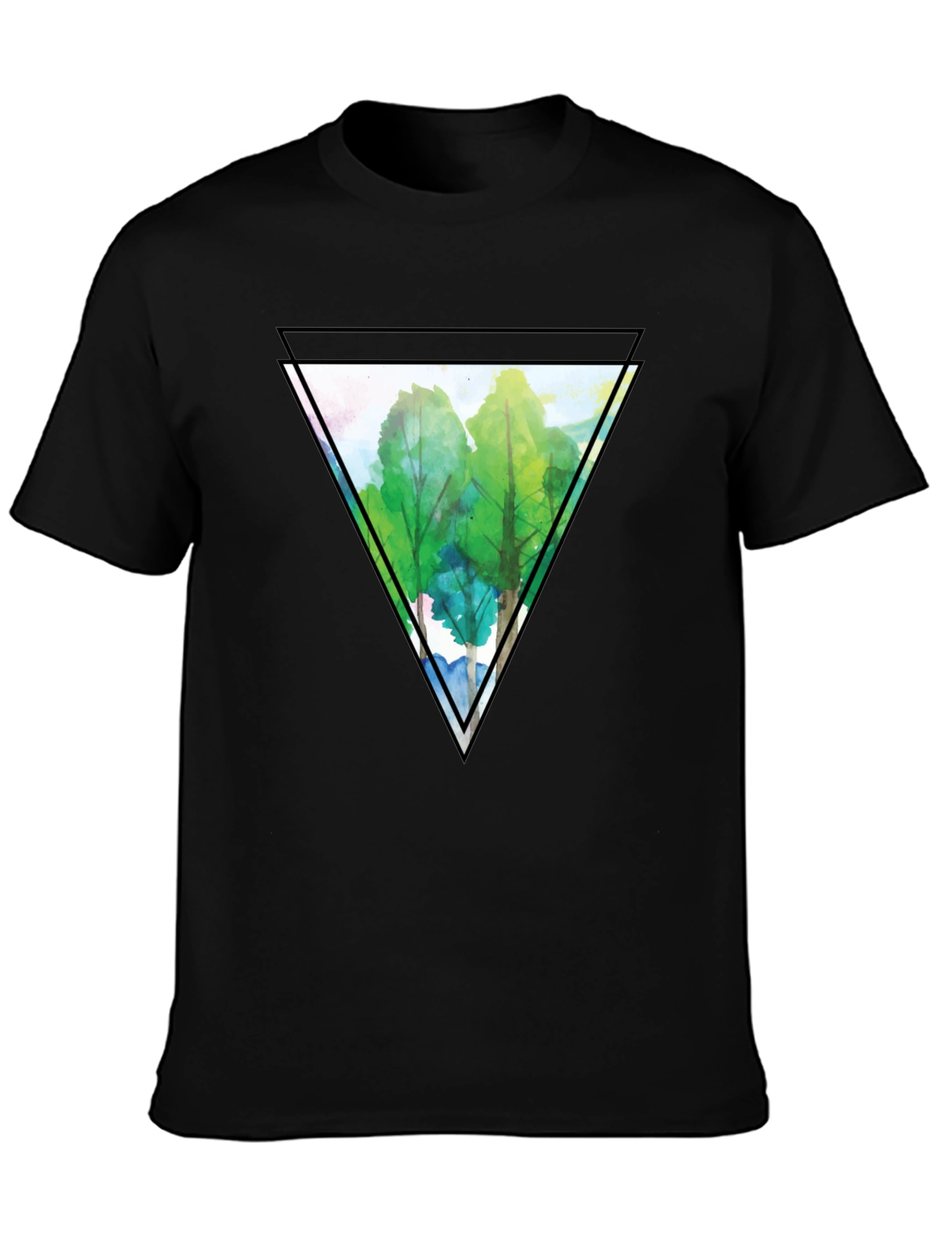 Triangle Forest Graphic Tee - Mens Black T-Shirt