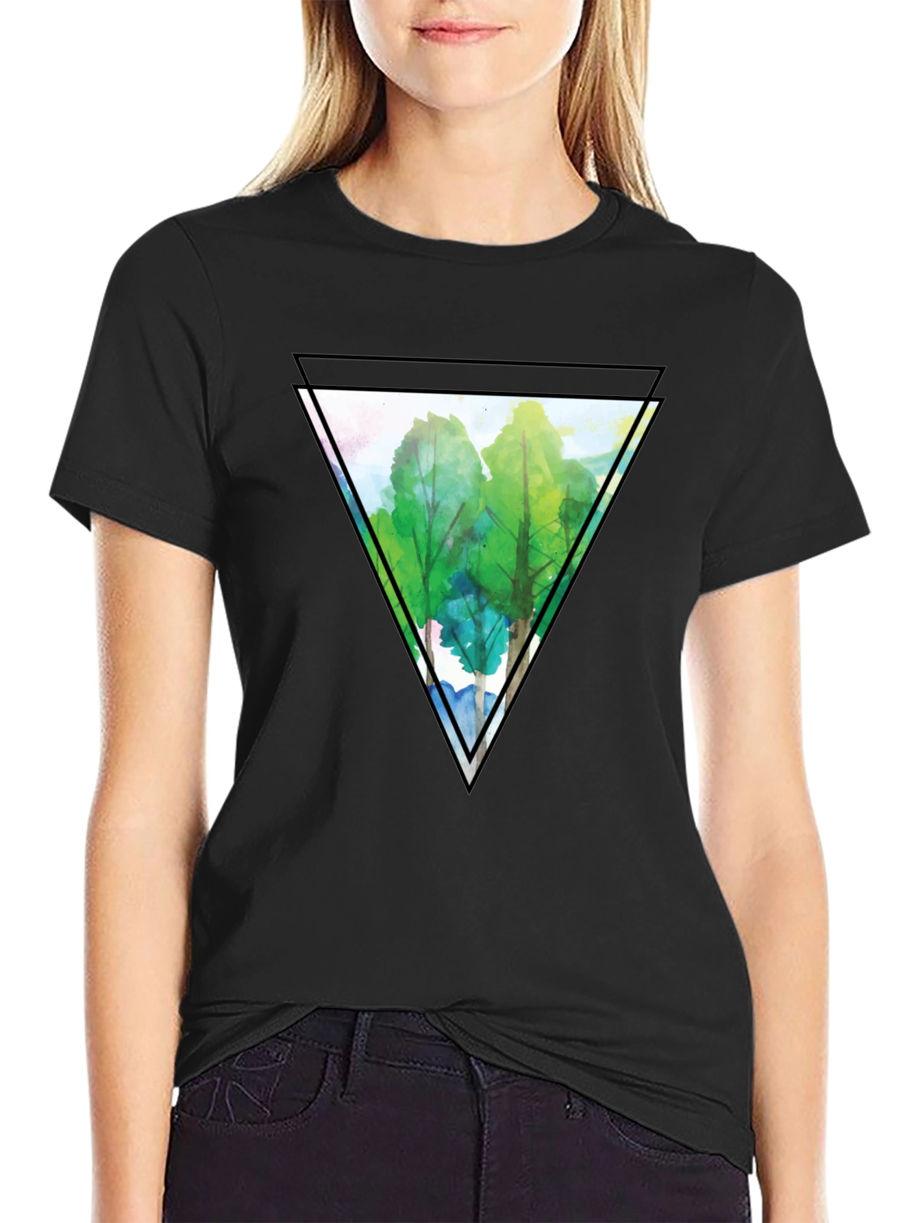 Triangle Forest Graphic Tee - Mens Black T-Shirt