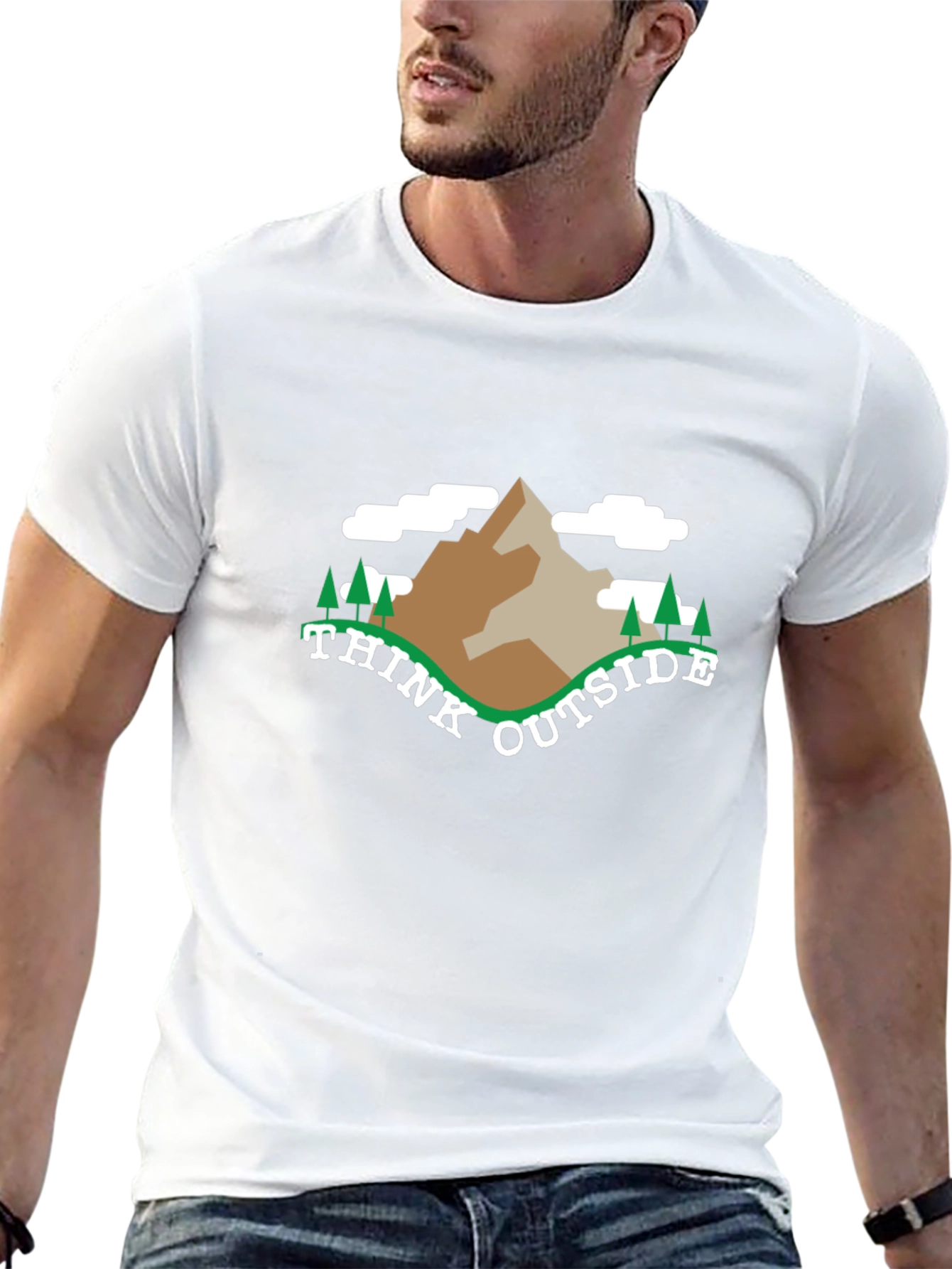 Think Outside Graphic Tee - Black Cotton Casual