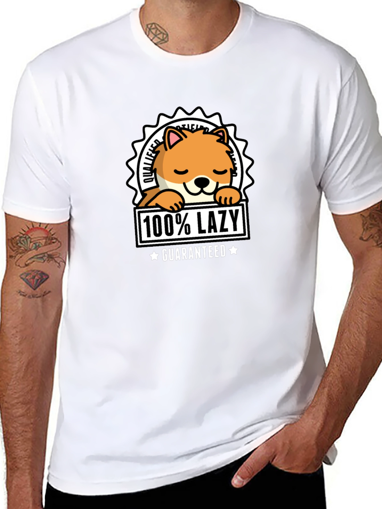 100% Lazy Guaranteed Graphic T-Shirt