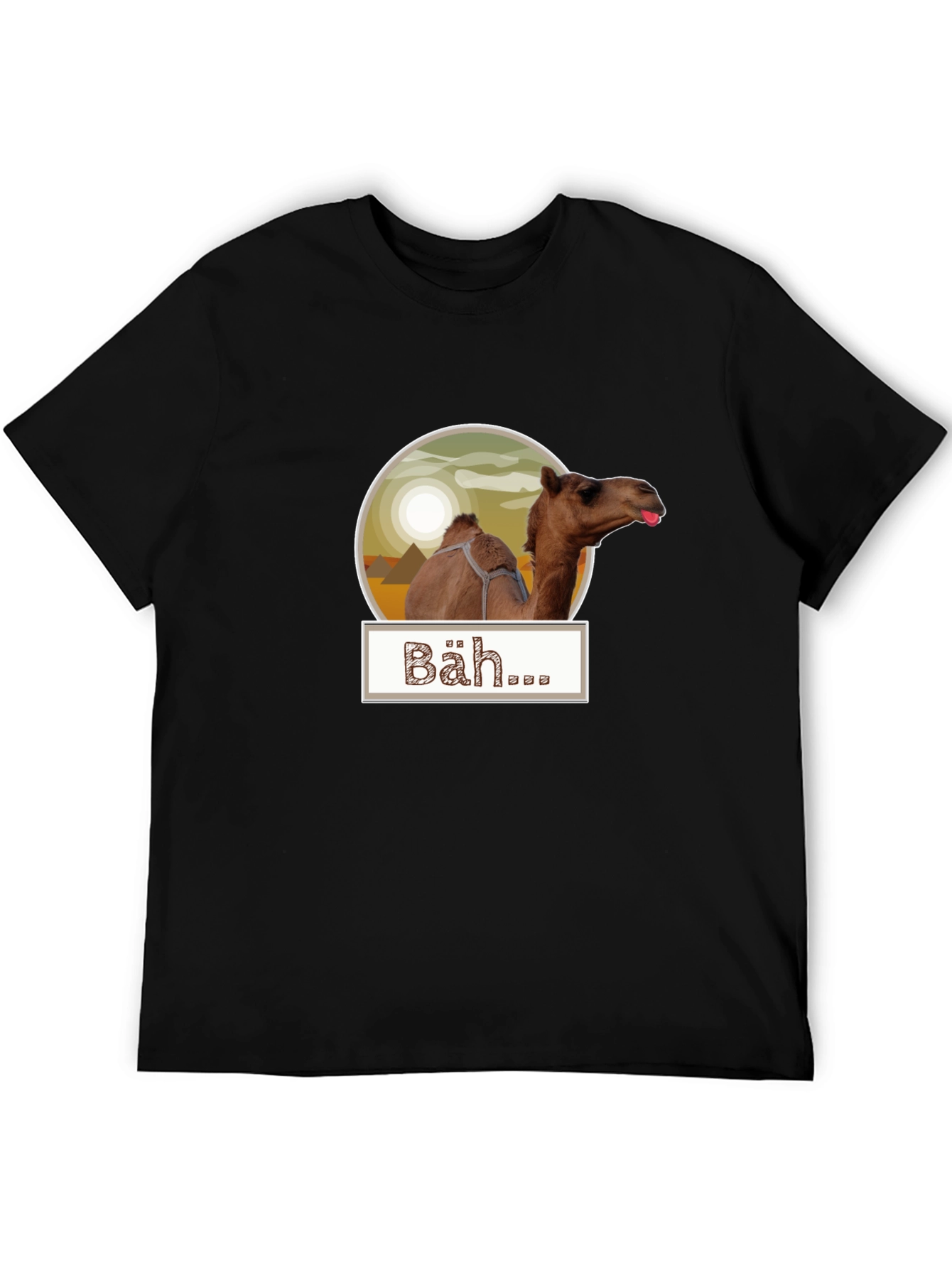 Humorous Camel Bäh... Graphic Tee - Black