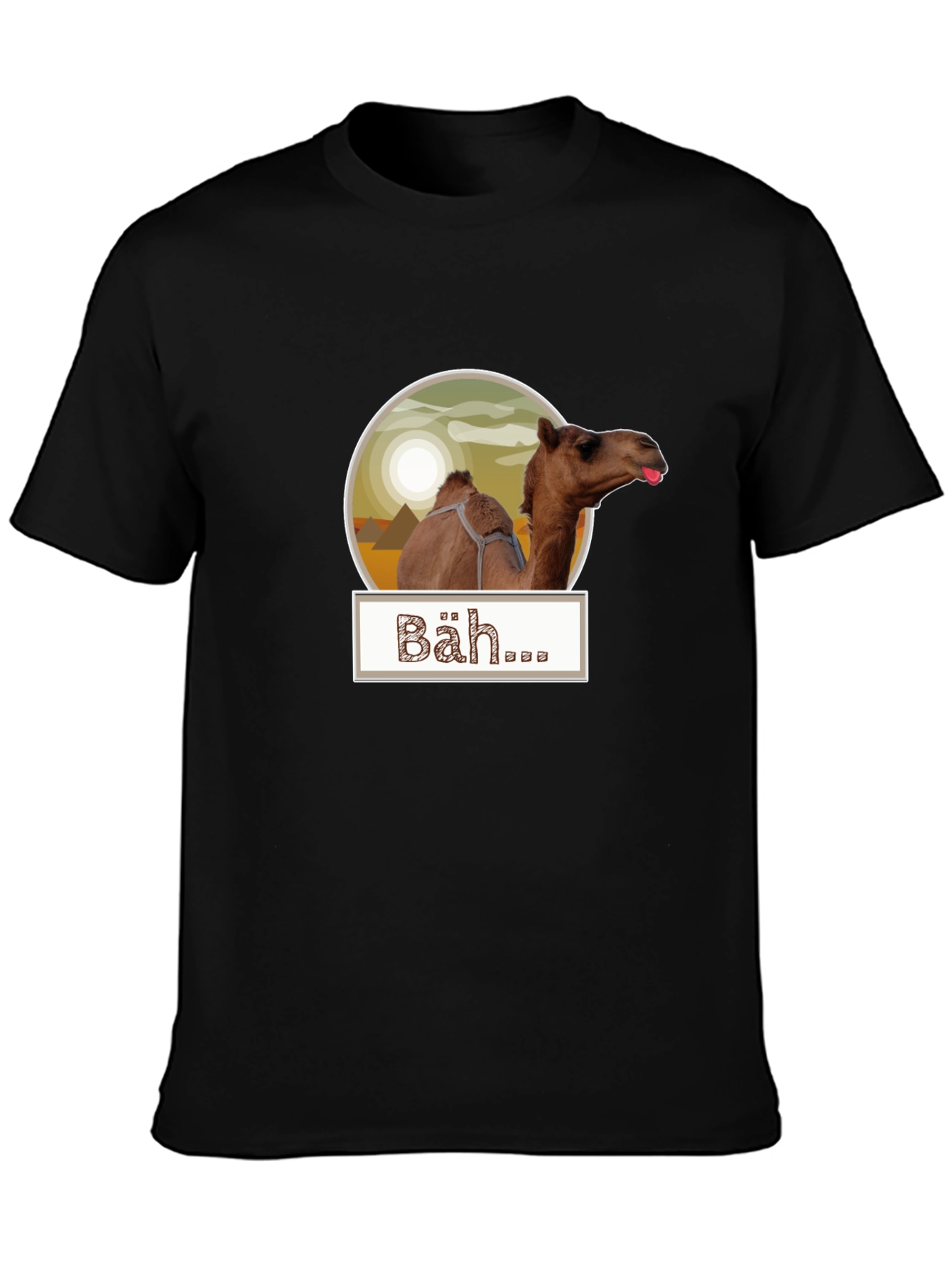 Humorous Camel Bäh... Graphic Tee - Black