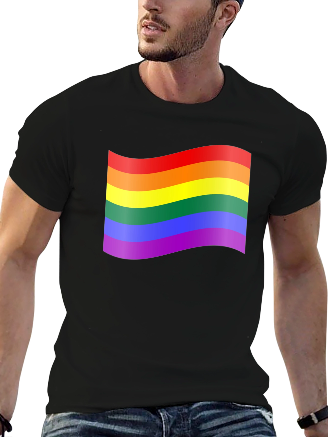 Pride Flag Graphic Tee - Unisex Black T-Shirt