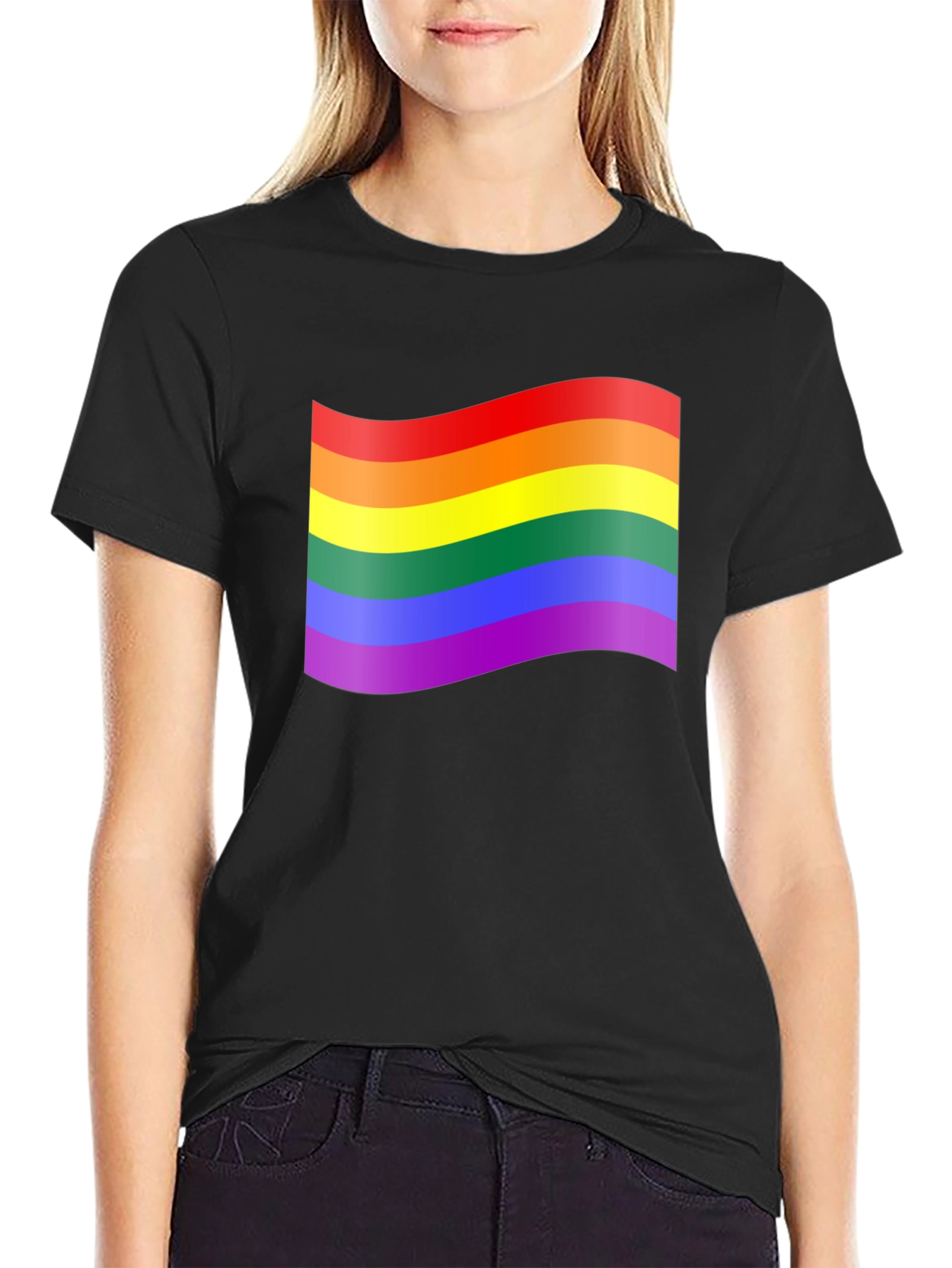 Pride Flag Graphic Tee - Unisex Black T-Shirt