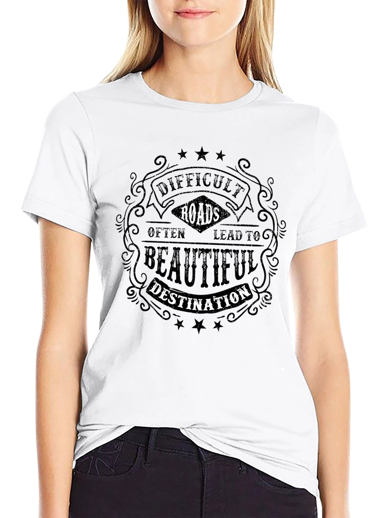 Difficult Roads T-Shirt Inspirational Quote